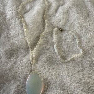 Opalite Beaded Pendant Necklace and Anklet Set